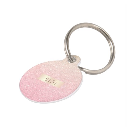 エレガントガーリーかわいらし勾配バラ金ゴールドグリッター ペット　ネームタグ (側面)