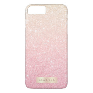エレガントガーリーかわいらし勾配バラ金ゴールドグリッター iPhone 8 PLUS/7 PLUSケース