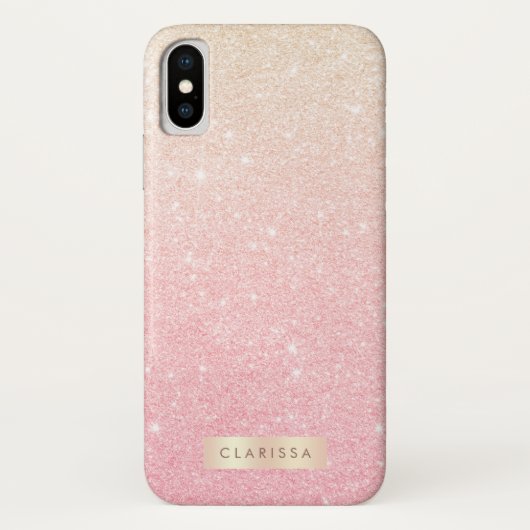 エレガントガーリーかわいらし勾配バラ金ゴールドグリッター Case-Mate iPhoneケース (裏面)