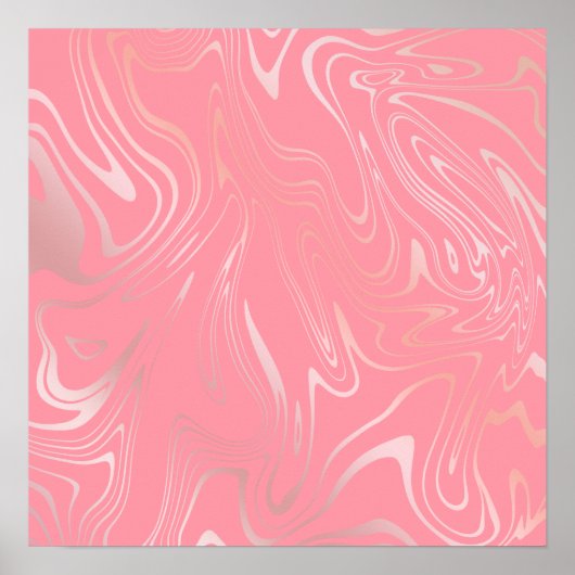 エレガントガーリースタイリッシュバラ金ゴールド大理石 ポスター (正面)