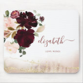エレガントガーリースタイリッシュ金ゴールドグリッターフローラモノグラム マウスパッド (正面)