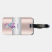 エレガントガーリーストライプフローラパイナップルバラ金ゴールド ラゲッジタグ (裏面横)