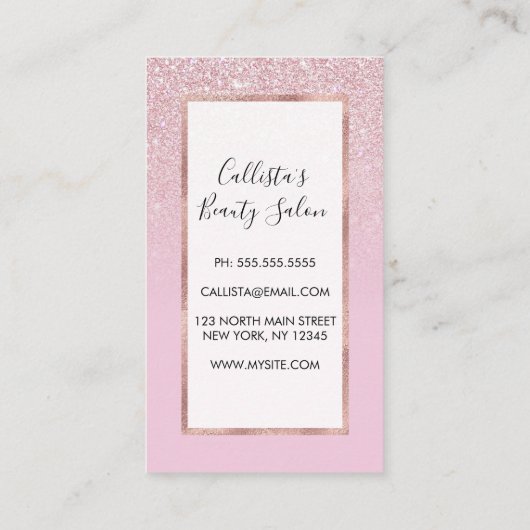 エレガントガーリーダスティピンクグリッターグラデーション ロイヤリティカード (裏面)