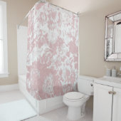 エレガントガーリートレンディーピンクコーラルホワイトフローラレース シャワーカーテン (インサイチュ)
