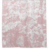 エレガントガーリートレンディーピンクコーラルホワイトフローラレース シャワーカーテン (正面)