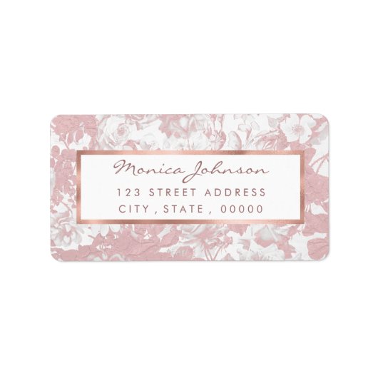 エレガントガーリートレンディーピンクコーラルホワイトフローラレース ラベル (正面)