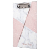 エレガントガーリーバラ金ゴールドグリッターとホワイトマーブル クリップボード (左)