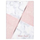 エレガントガーリーバラ金ゴールドグリッターとホワイトマーブル クリップボード (裏面)