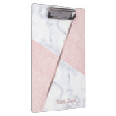 エレガントガーリーバラ金ゴールドグリッターとホワイトマーブル クリップボード (右)