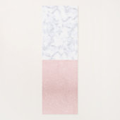 エレガントガーリーバラ金ゴールドグリッターとホワイトマーブル ヨガマット (裏面)