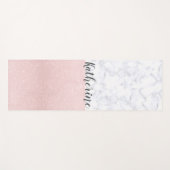 エレガントガーリーバラ金ゴールドグリッターとホワイトマーブル ヨガマット (正面(横))