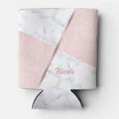 エレガントガーリーバラ金ゴールドグリッターとホワイトマーブル 缶クーラー (正面)