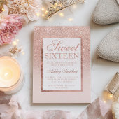 エレガントガーリーバラ金ゴールドグリッターシック甘い16 招待状