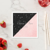 エレガントガーリーバラ金ゴールドグリッター&ブラック大理石 スタンダードカクテルナプキン (インサイチュ)