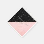 エレガントガーリーバラ金ゴールドグリッター&ブラック大理石 スタンダードカクテルナプキン (角)