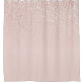 エレガントガーリーバラ金ゴールドピンクグリッターグラデーション シャワーカーテン (正面)