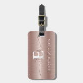 エレガントガーリーバラ金ゴールドブラッシュド金モノグラムの属 ラゲッジタグ (正面縦)