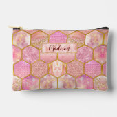 エレガントガーリーフェイクグリッターバラ金ゴールド アクセサリーポーチ (正面)