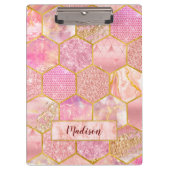 エレガントガーリーフェイクグリッターバラ金ゴールド クリップボード (正面)