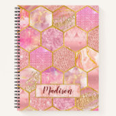 エレガントガーリーフェイクグリッターバラ金ゴールド ノートブック (正面)