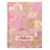 エレガントガーリーフェイクグリッターバラ金ゴールド ノートブック (正面)