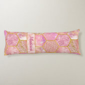 エレガントガーリーフェイクグリッターバラ金ゴールド ボディピロー (裏面)