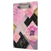 エレガントガーリーフェイクグリッターピンク黒 クリップボード (左)