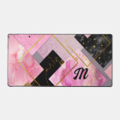 エレガントガーリーフェイクグリッターピンク黒 デスクマット (正面)