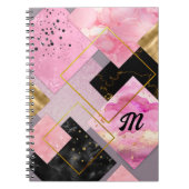 エレガントガーリーフェイクグリッターピンク黒 ノートブック (正面)