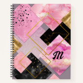 エレガントガーリーフェイクグリッターピンク黒 ノートブック (正面)