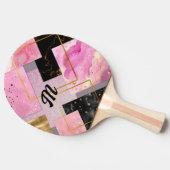 エレガントガーリーフェイクグリッターピンク黒 卓球ラケット (横)
