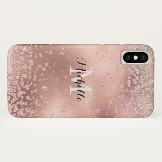 エレガントガーリーフェイクバラ金箔パーソナライズされた Case-Mate iPhoneケース (裏面(横))