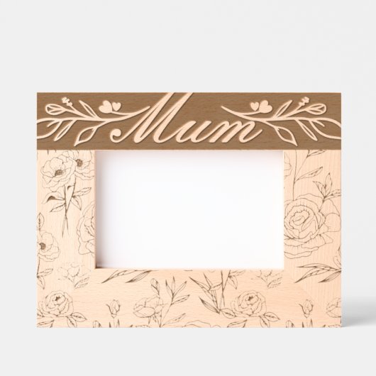 エレガントガーリーフローラと葉のパターンのムーム レーザー彫刻フレーム (正面)