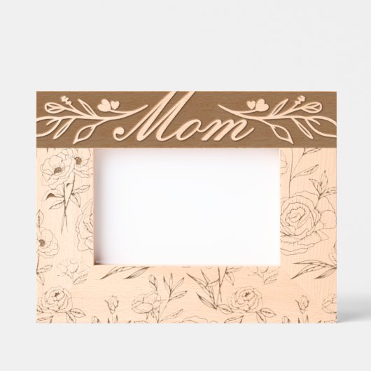 エレガントガーリーフローラと葉のパターン母 レーザー彫刻フレーム (正面)