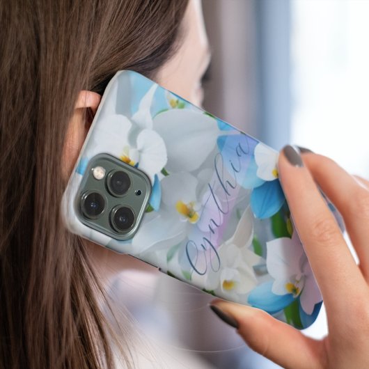 エレガントガーリーフローラカスタムブルーパーソナライズされた Case-Mate iPhoneケース