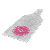 エレガントガーリーフローラグレーとピンクパーソナライズされた カッティングボード (角)