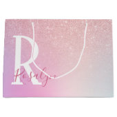 エレガントガーリーモダングラデーション金ゴールドグリッター ラージペーパーバッグ (正面)