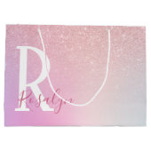 エレガントガーリーモダングラデーション金ゴールドグリッター ラージペーパーバッグ (裏面)