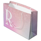 エレガントガーリーモダングラデーション金ゴールドグリッター ラージペーパーバッグ (裏面アングル)