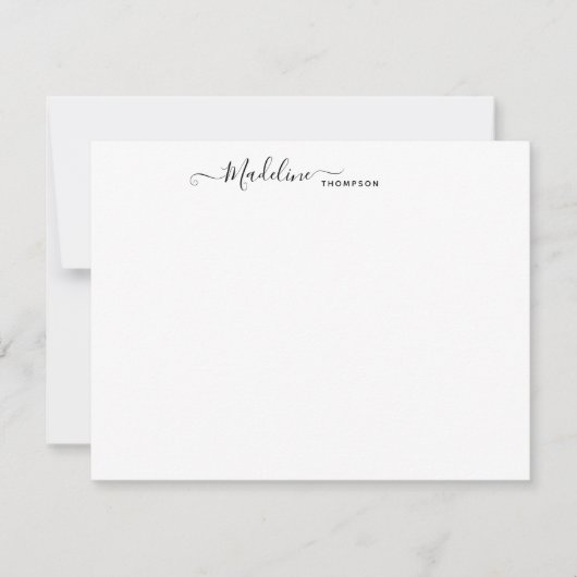 エレガントガーリーモダンScript Center Black Note Card ノートカード (正面)