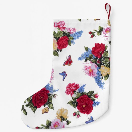 エレガントガーリーヴィンテージバラフローラ スモールクリスマスストッキング (裏面)