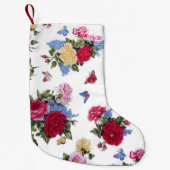 エレガントガーリーヴィンテージバラフローラ スモールクリスマスストッキング (正面)