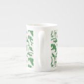 エレガントガーリー緑花模様モノグラム ボーンチャイナマグカップ (裏面)