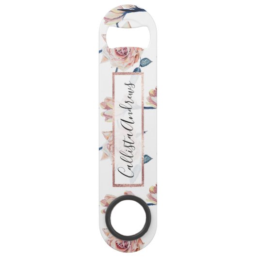 エレガントガーリー赤面ピンクブルー絵を描バラ スピード栓抜き (正面)