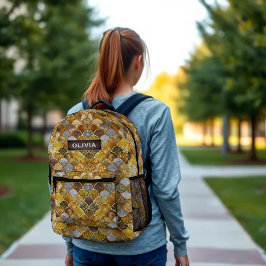 エレガントガーリー金ゴールドはかりで測 プリントバックパック