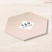 エレガントガーリー金ゴールドバラピンクグリッターグラデーション ペーパーコースター (アングル)