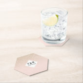 エレガントガーリー金ゴールドバラピンクグリッターグラデーション ペーパーコースター (インサイチュ)