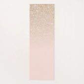 エレガントガーリー金ゴールドバラピンクグリッターグラデーション ヨガマット (裏面)