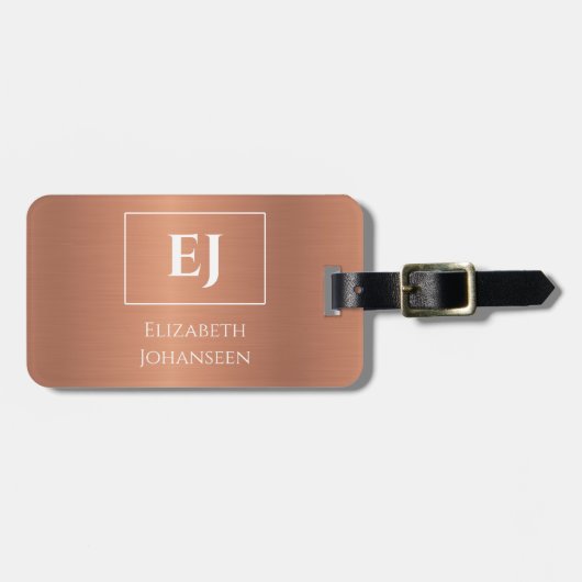エレガントガーリー銅箔金モノグラムの属 ラゲッジタグ (正面横)