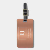 エレガントガーリー銅箔金モノグラムの属 ラゲッジタグ (正面縦)